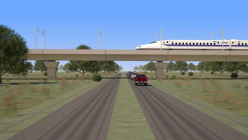 rural viaduct rendering of a high-speed train