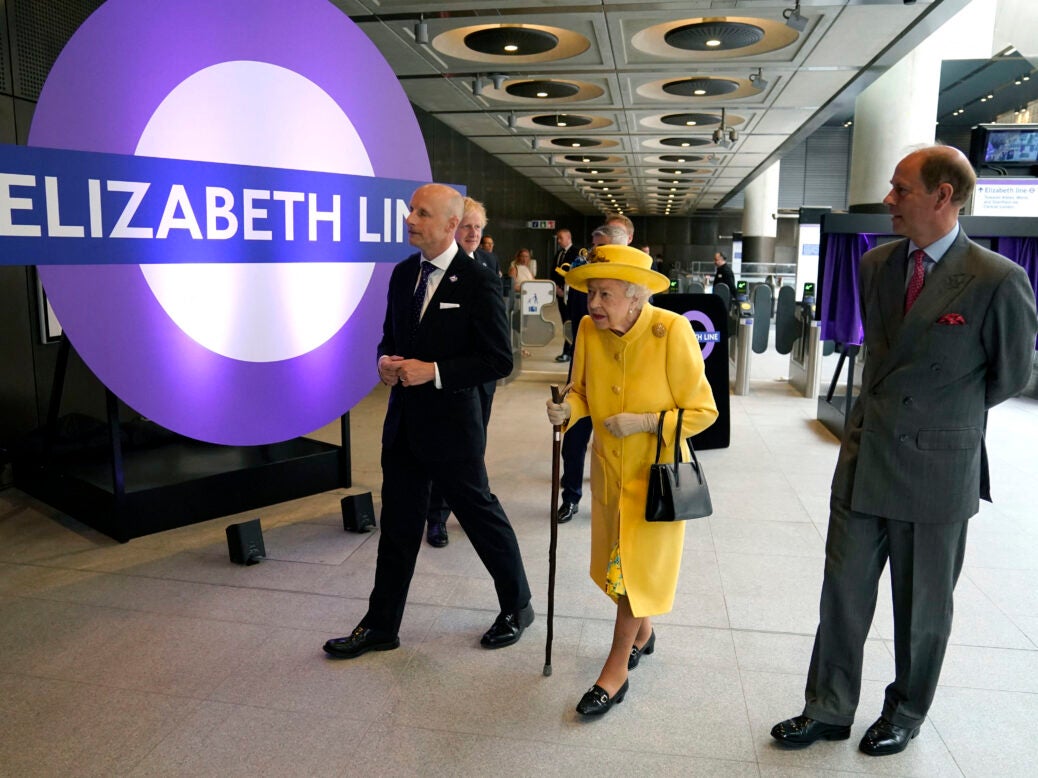 Queen Elizabeth visits the opening of the Elizabeth Line, formerly known as crossrail. crossrail delays mean the project is finished years later than planned.