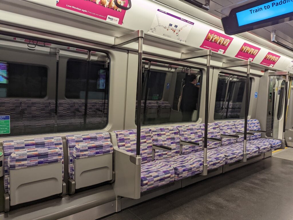 Photo of seating on Elizabeth Line train