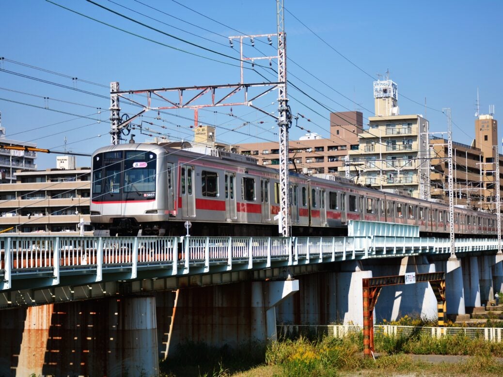 Photo of A train on the Tokyu line in Tokyo, Japan