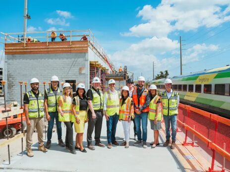 Brightline holds topping-off ceremony for Boca Raton station in Florida