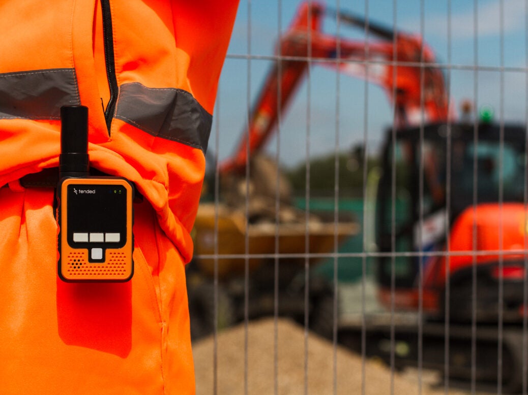 photo of a worker wearing the tended geofencing wearable