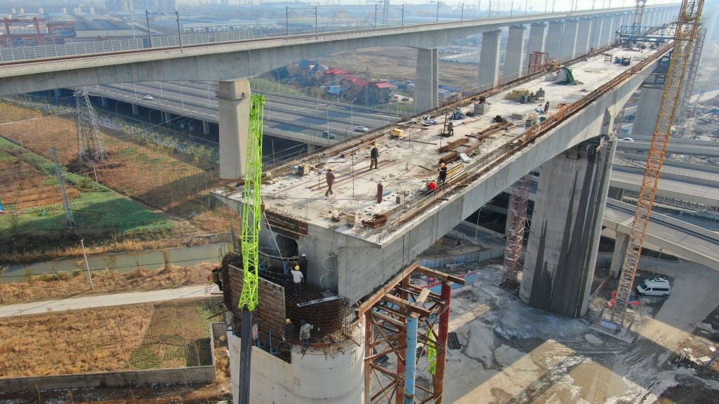 Construction of a high speed railway in China