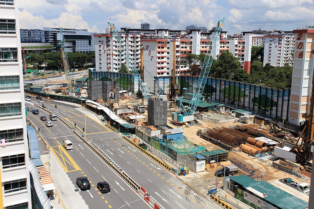 Construction of the Singapore cross ilsand MRT line