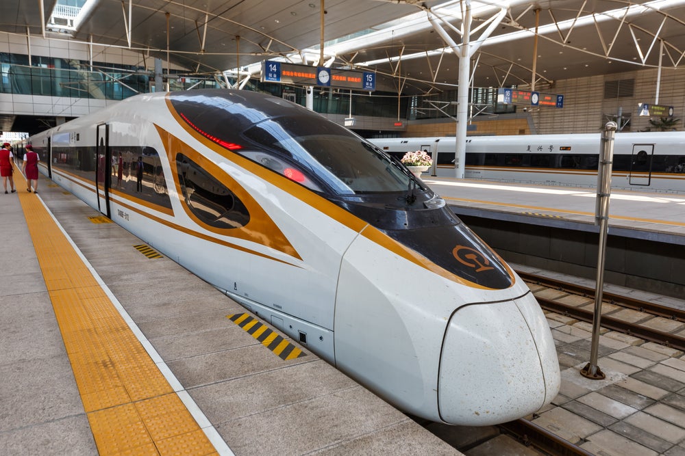 A Chinese Fuxing model waiting at Tianjin station in China