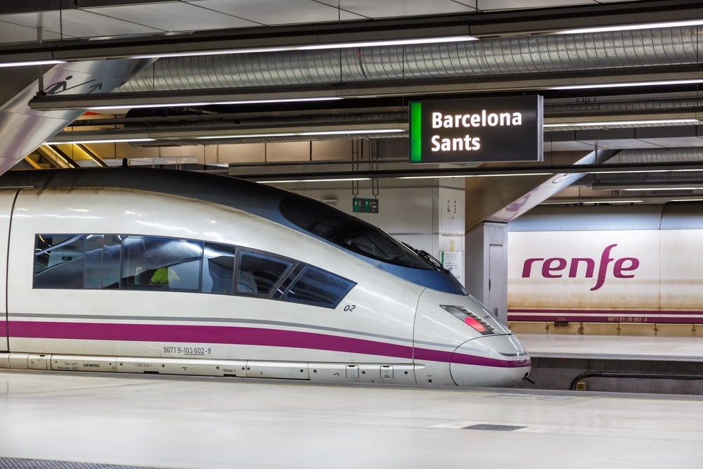 A Siemens Velaro train at Barcelona station in Spain