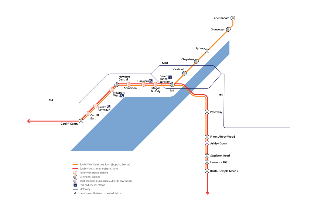 A diagram showing the new station along the rail line